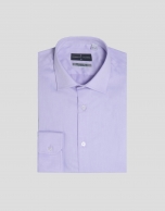 Camisa vestir regular fit sarga malva