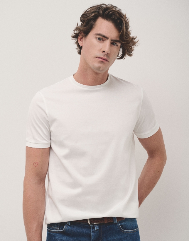 White mercerised cotton t-shirt