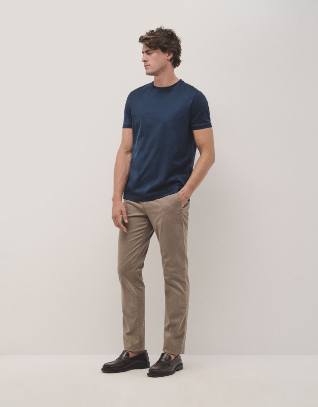 Navy blue mercerised cotton t-shirt