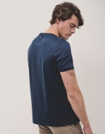 Navy blue mercerised cotton t-shirt