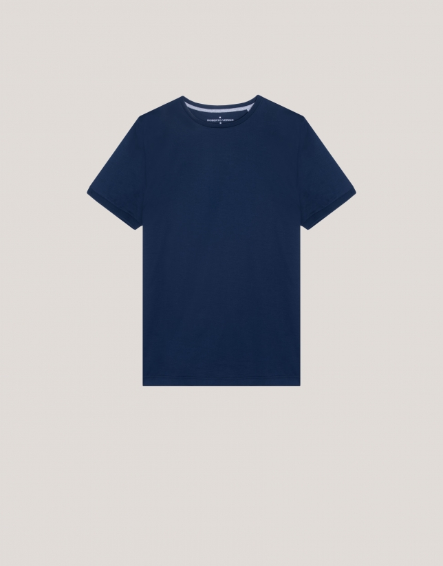 Navy blue mercerised cotton t-shirt