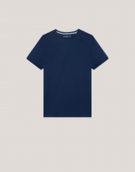 Navy blue mercerised cotton t-shirt