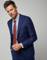 Ink blue fake plain slim fit half canvas suit