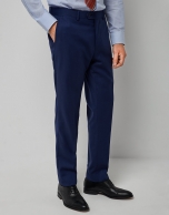 Ink blue fake plain slim fit half canvas suit