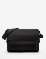 Bolso Messenger Charlie nailon y piel negro