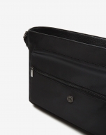 Black leather and nylon Charlie messenger bag