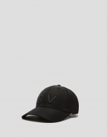 Black nylon baseball cap with RV logo