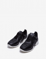 Black leather and glitter running shoes