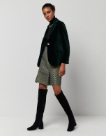 Green print skirt with pleat