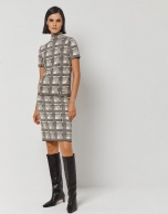  Camel checked knit midi skirt