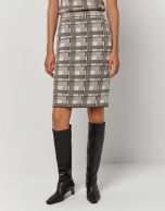  Camel checked knit midi skirt