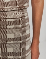  Camel checked knit midi skirt