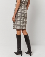  Camel checked knit midi skirt