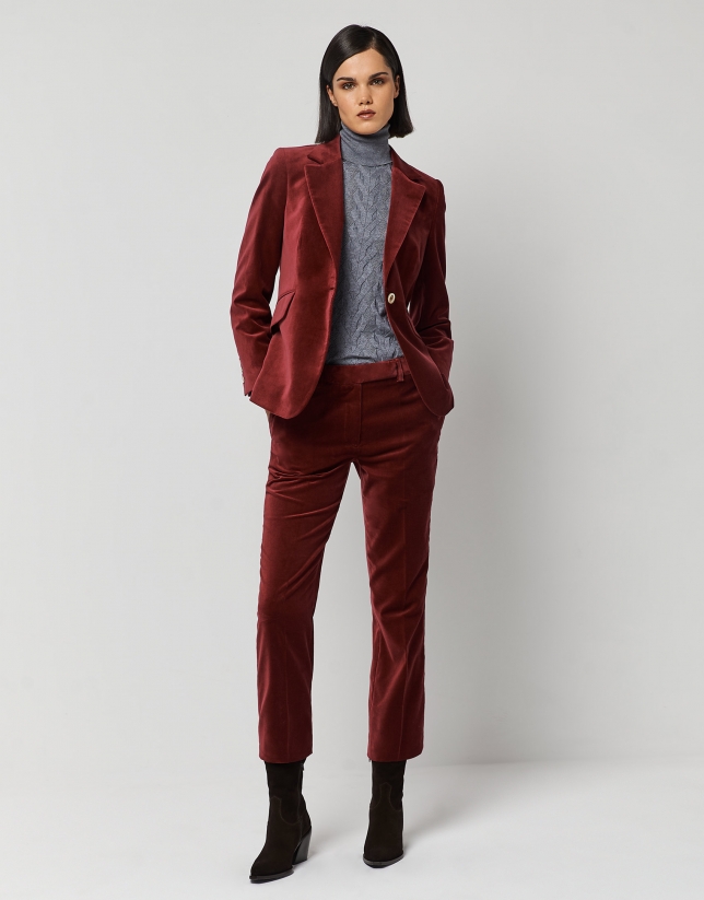 Gray Velvet Pantsuit, Designer Woman Suit Jacket Pants Slim Cut Deluxe for  Smart Casual/ Formal/ Party Event/ Gift -  Norway