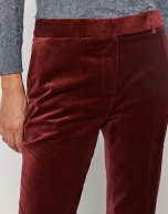 Burgundy velvet tailored pants