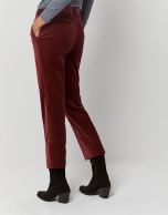 Burgundy velvet tailored pants