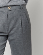 Dark grey straight crepe pants with darts