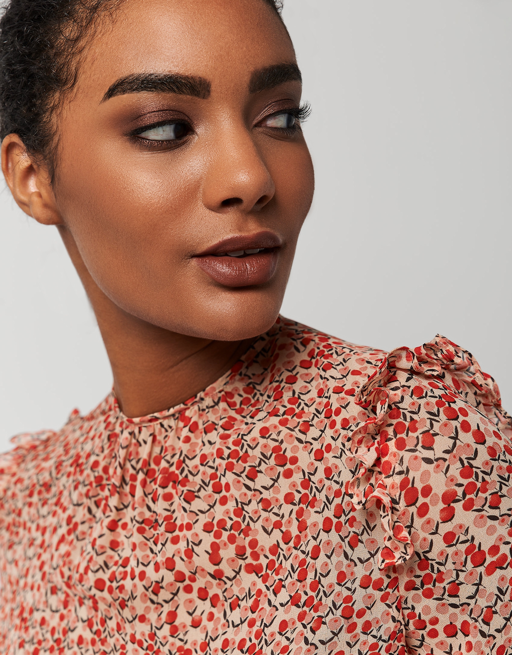 Orange floral geometric print blouse