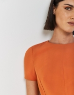 Orange crepe dress with short sleeves