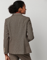 Brown houndstooth double breasted blazer