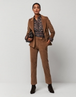 Camel double-breasted corduroy blazer