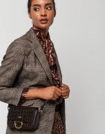 Brown cheked blazer with one button