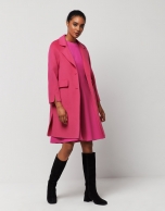 Three-quarter fuchsia double-faced wool coat