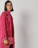 Three-quarter fuchsia double-faced wool coat