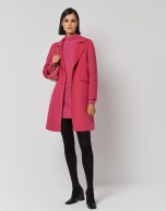 Three-quarter fuchsia double-faced wool coat