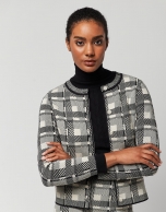 Black checked knit jacket 