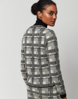 Black checked knit jacket 