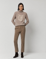 Wool and angora jacquard sweater with tiger design