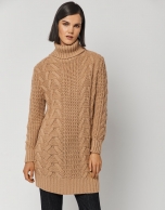 Camel thick knit sweater dress