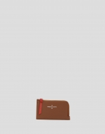 Brown Saffiano leather Sama coin purse 