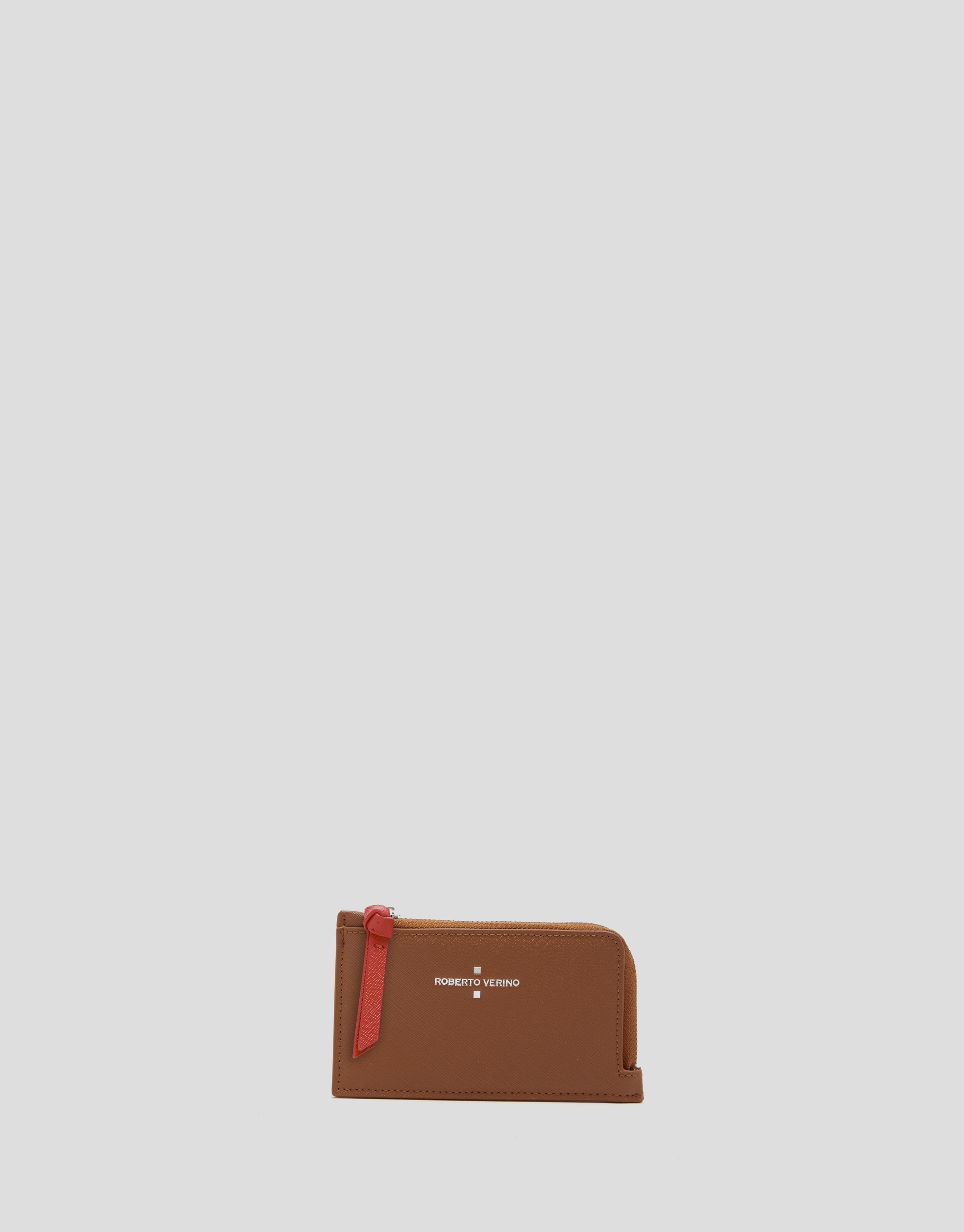 Brown Saffiano leather Sama coin purse 