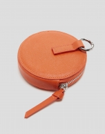 Round, orange leather Sama Purse