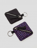 Flat black nylon Dalhia coin purse