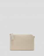 Beige Lisa Saffiano clutch bag