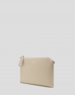 Beige Lisa Saffiano clutch bag