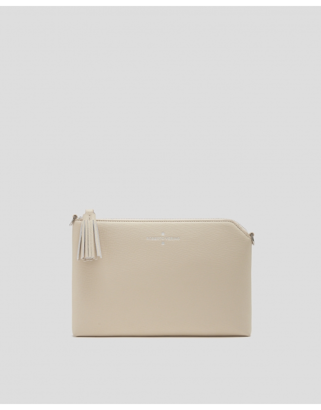 Beige Lisa Saffiano clutch bag