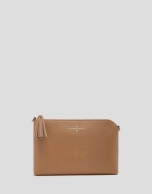 Camel Lisa Saffiano clutch bag