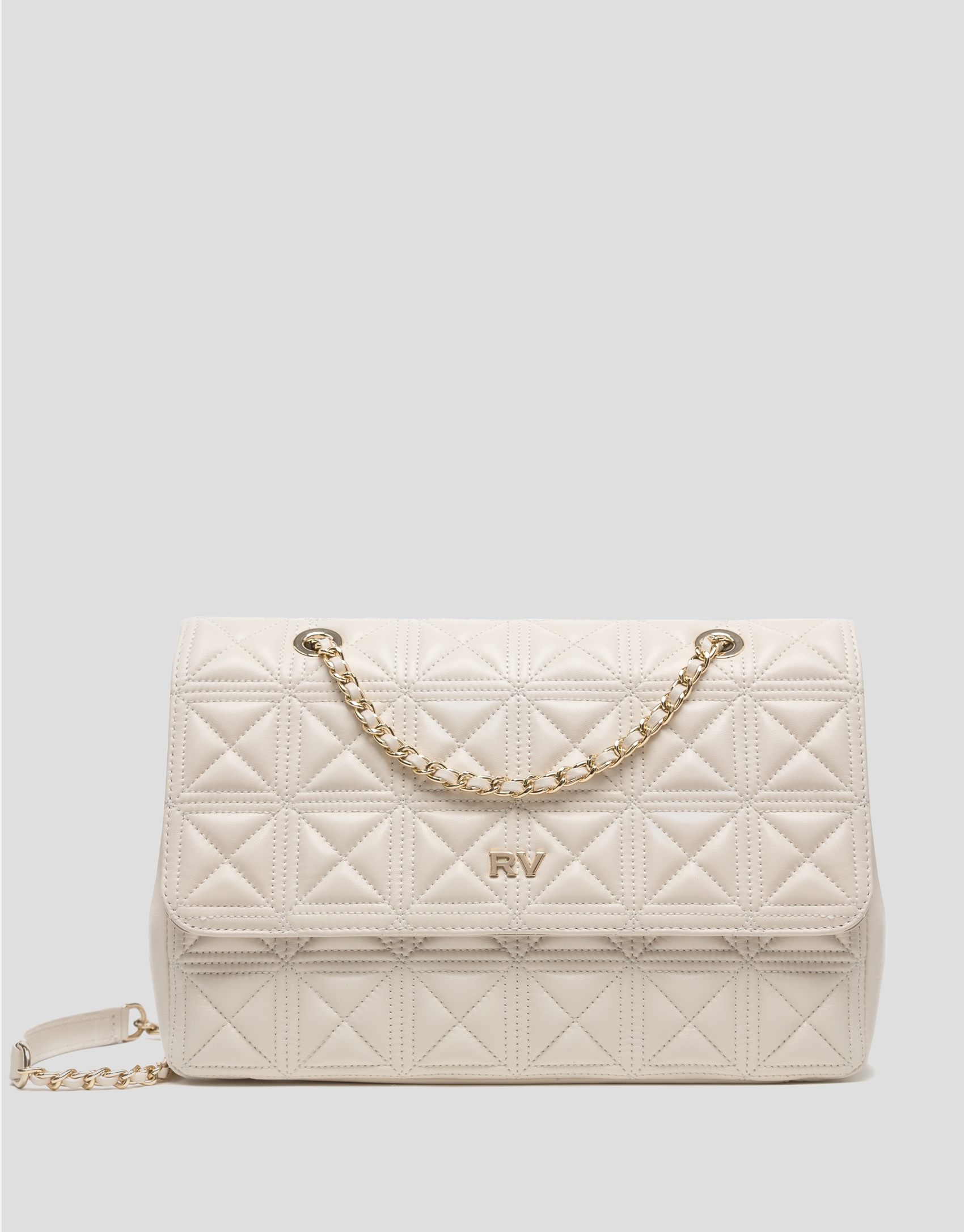 Beige quilted leather Linda Maxi shoulder bag