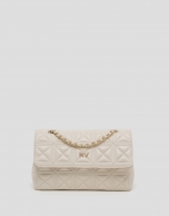 Beige quilted Linda Midi shoulder bag