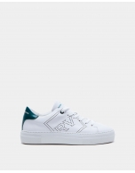 White leather perforated sneakers with logo