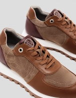 Brown and burgundy split leather sneakers