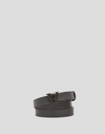 Gray narrow saffiano leather belt 