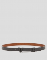 Gray narrow saffiano leather belt 