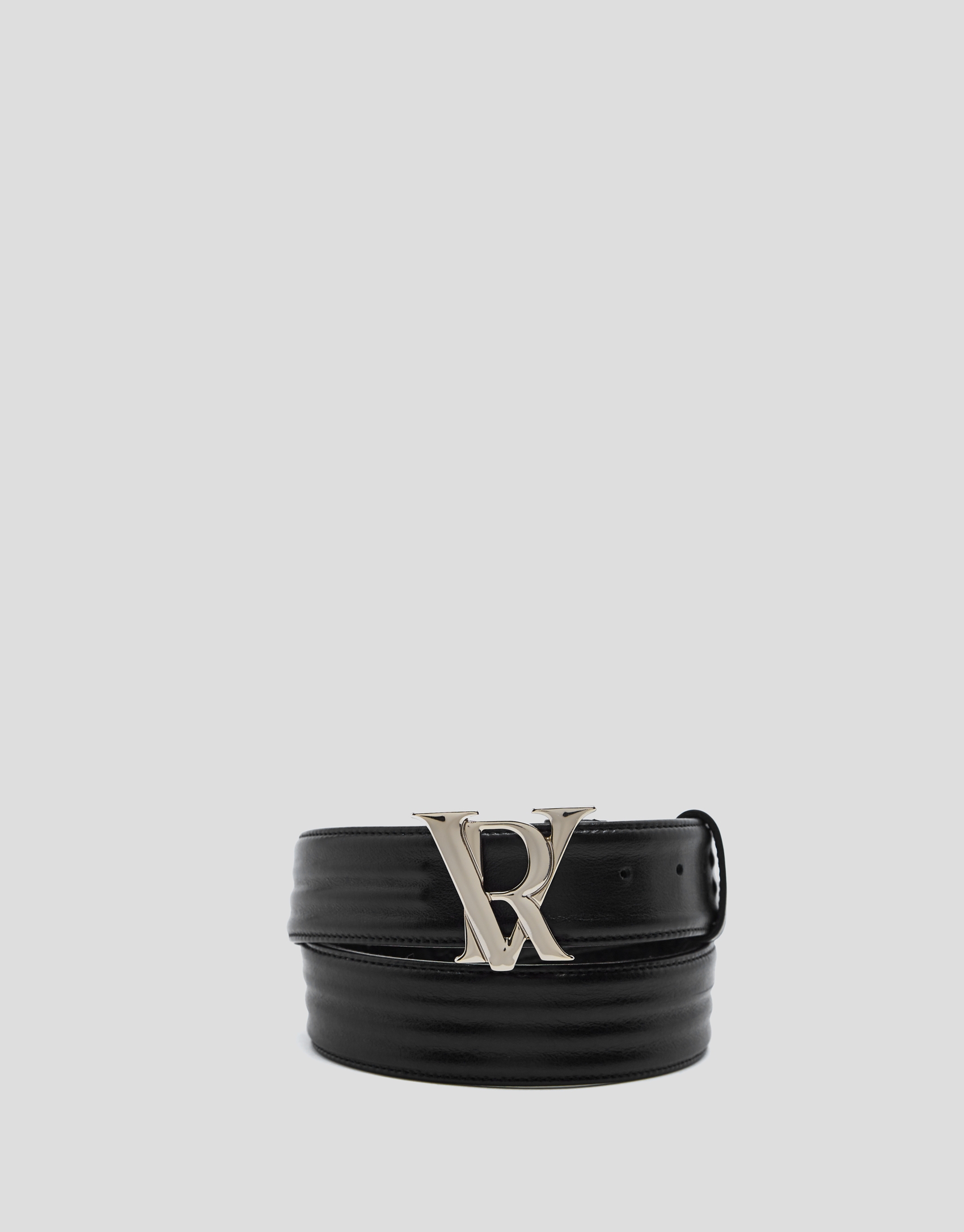 Black plain leather belt