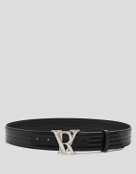 Black plain leather belt