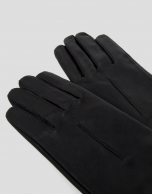 Long black leather gloves